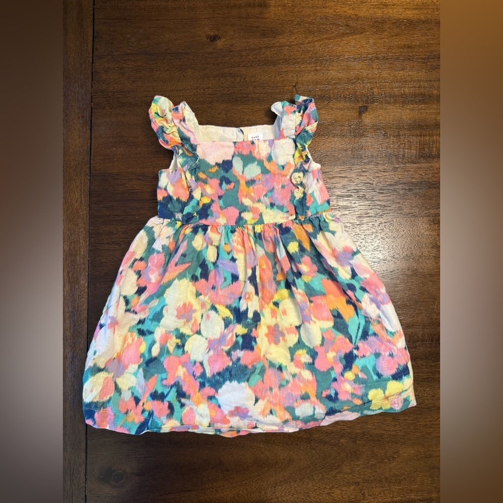 GAP Pink and Orange Sleeveless Sundress with Square Neck